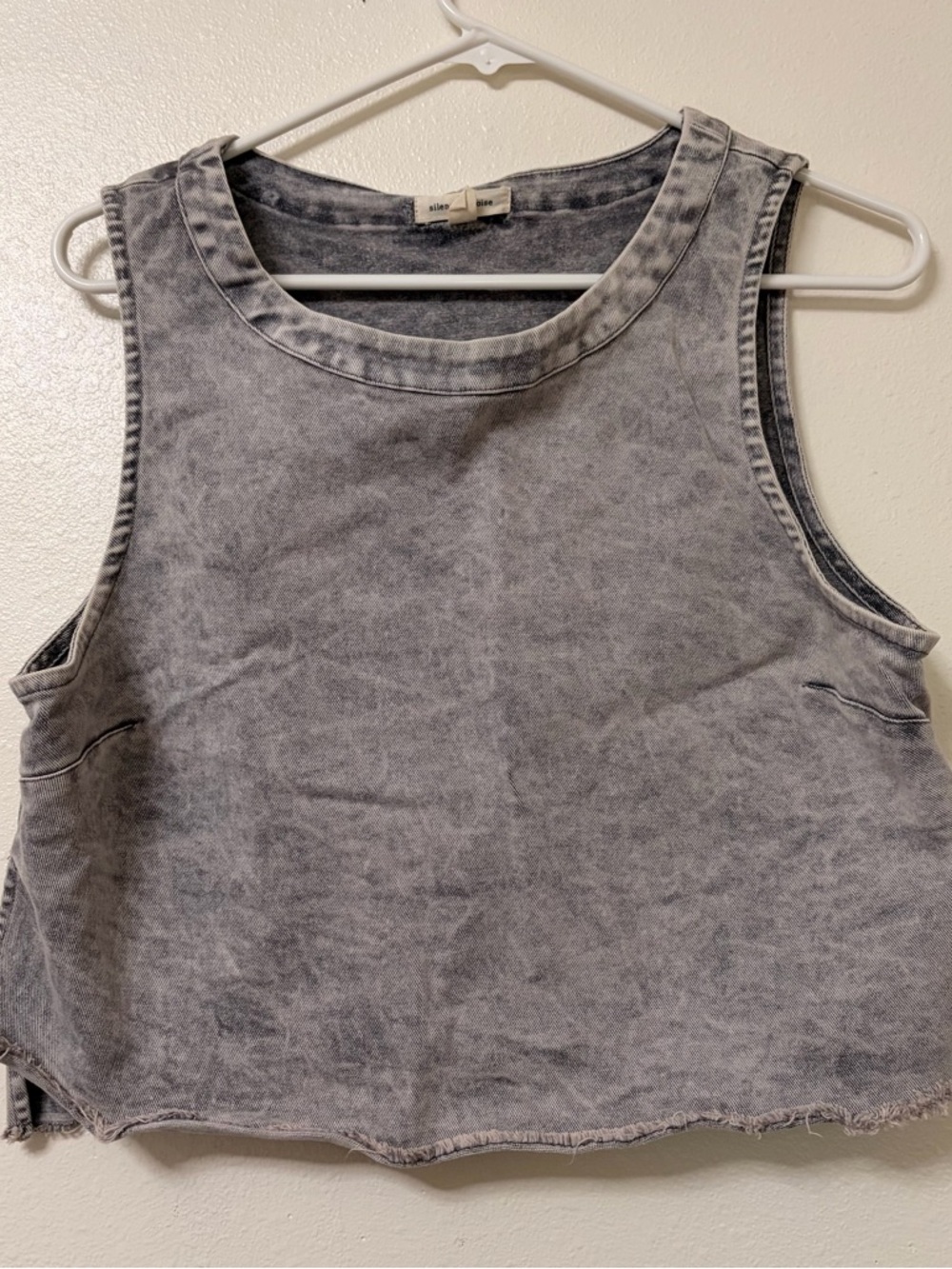 Silence + Noise Stretchy Denim Cropped Tank Top Rodeo Country Girl Cowgirl M